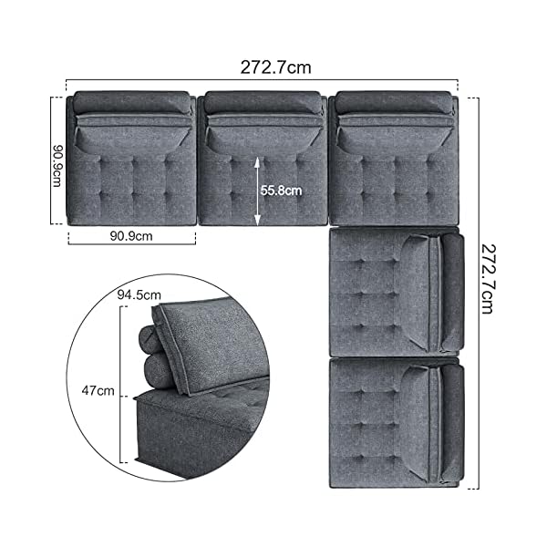 Belffin Modular Sectional Sofa Couch Reversible L Shaped Corner Sofa Fabric U Shaped Sofa Couch - Image 7
