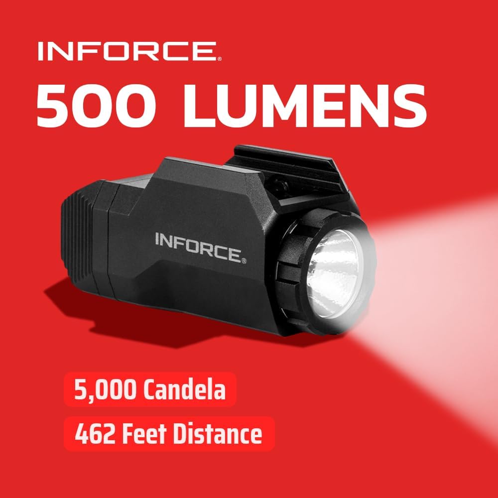 Inforce WILD1 Pistol Mounted Light 500 Lumens White Light, Black Body