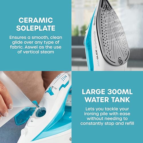Swan SI16410N 2-in-1 Cord or Cordless Steam Press Iron, Non-Stick Ceramic Soleplate, 2800W, Blue - Image 6