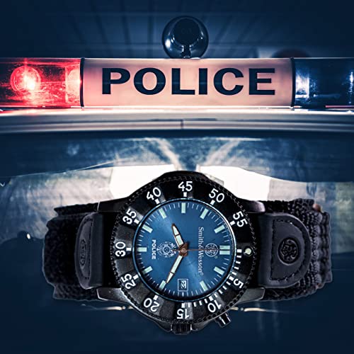 SMITH & WESSON Tactical Men’s Police Watch, Blue Face with Backlight, 3ATM Water Resistant, Precision Quartz, Scratch Resistant, 40mm, Great Military Watch for Police Personnel, Outdoors2