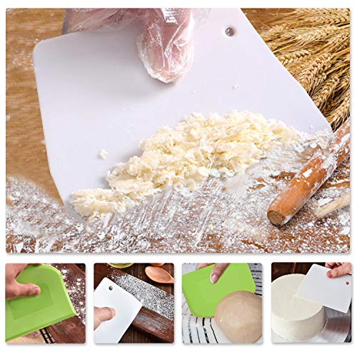 Plastic Baking Scraper Dough Scraper Chopping Board Scraper Bowl Scraper Kitchen Backing Small Tool 2 Piece Set Green and White