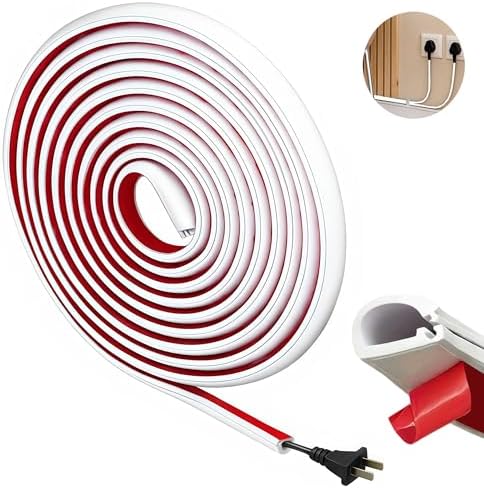 Canaleta para Cables autoadhesiva Blanca de 6,5m y 7mm semicircular conducto para Cables para Cables Ideal para Tender Cables en Paredes Organizador de Cables de PVC Blanco Apto para oficinas