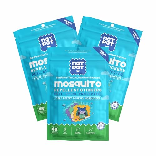 Image of NATPAT BuzzPatch Mosquito Patch Stickers for Kids - All Natural, Plant Based Ingredients, Non-Toxic, DEET Free, Citronella Insect Patches, for Toddlers, Babies, Children (3 Pack, 144 Units)