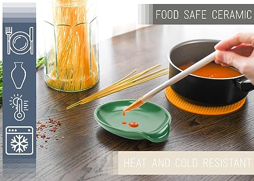 Nat & Jules Forest Green 6 x 4 inch Ceramic Oval Countertop Spoon Rest - Versatile & Ideal for Everyday use from your Stove Top, Kitchen Counter, and Coffee or Cooking Stations, Forest Green