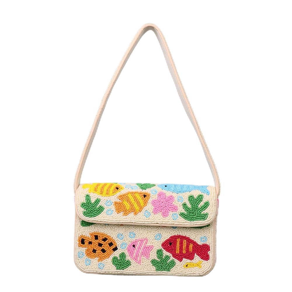 indian-shelf Indianshelf Handmade Beads & Cotton Evening Bag Multicolor Party Handbags for Women Fish & Coral Reef Designer Handbags for Women, Party Wedding Guest Purse, Luxury Elegant Purse Shoulder Bag-picture-12