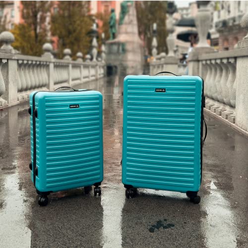 Image of THE ASSEMBLY Assembly Hard Shell Medium Check in 24 Inches & Large 28 Inches Polycarbonate Set of 2 - Premium Hardsided Suitcase Trolley- Teal
