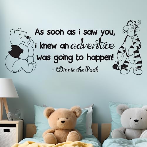Image of Winnie Pooh & Tigger - As Soon As I Saw You Quote Baby Room Wall Decal- Decal for Baby's Room (Wide 40" x 16" Height)