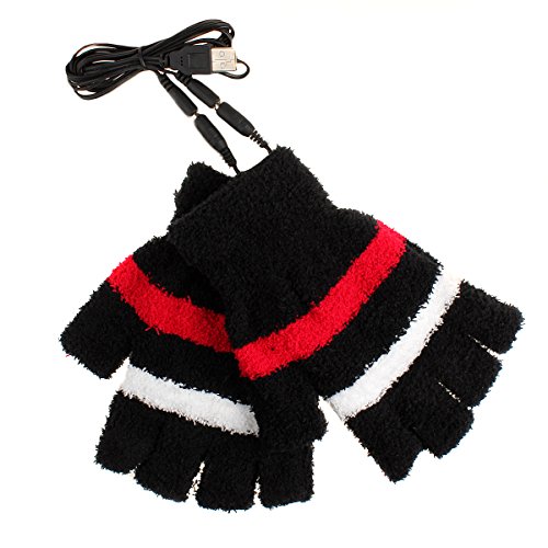 Eforstore Fingerless Gloves Laptop Gloves USB 2.0 Heated Half Finger Fingerless Winter Warm Hand Warmer Mittens for Women Girls - Thumbnail 2