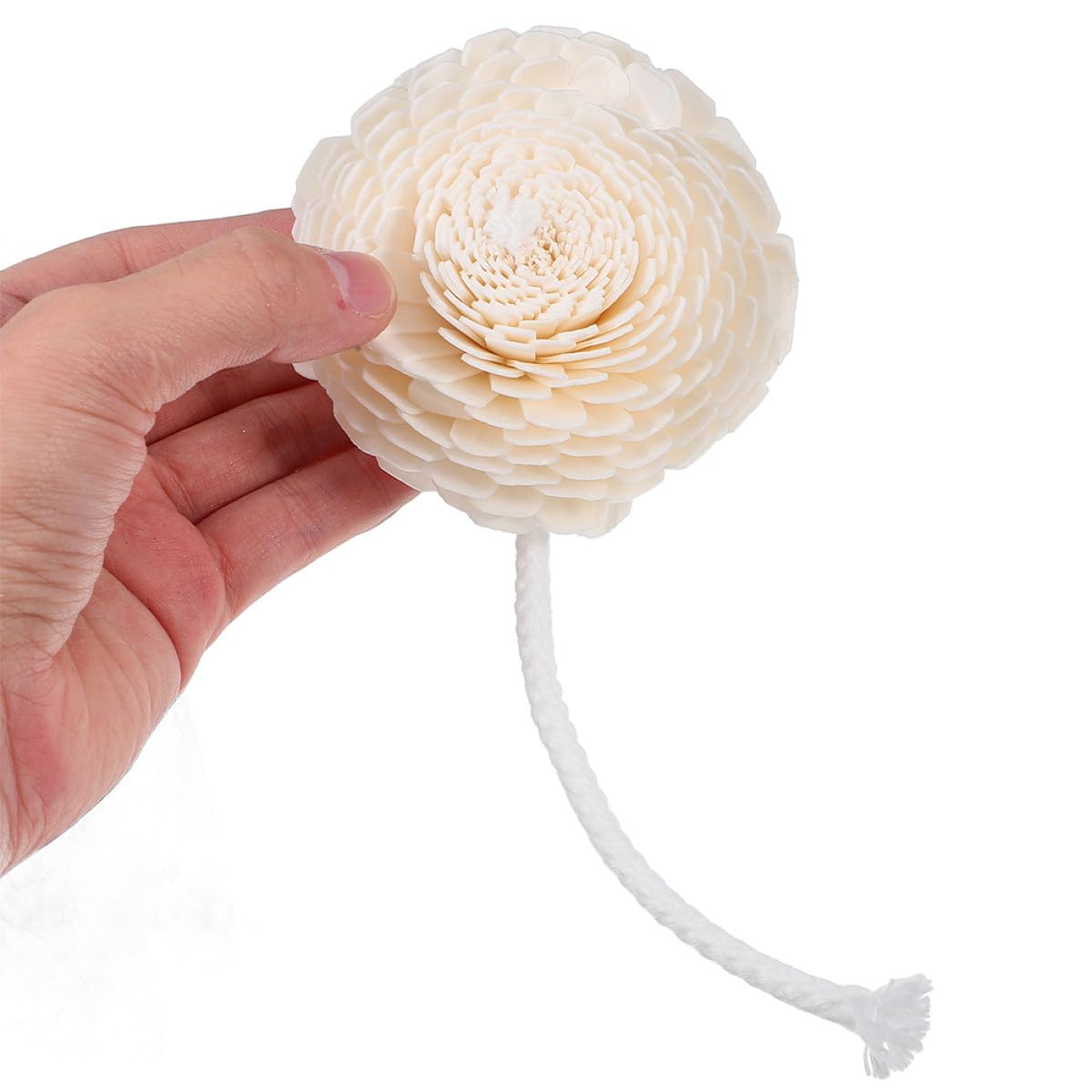 MAGICLULU Diffuseur de Parfum 2pcs Tête de Fleur en Corde de Coton Beige, Diffuseur D'huiles Essentielles Léger et Élégant pour Décoration de Voiture ou Intérieur