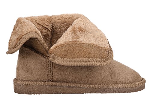Livingston Kids' Plush Sherpa Lined Faux Suede Rubber Soled Winter Boots Camel 14