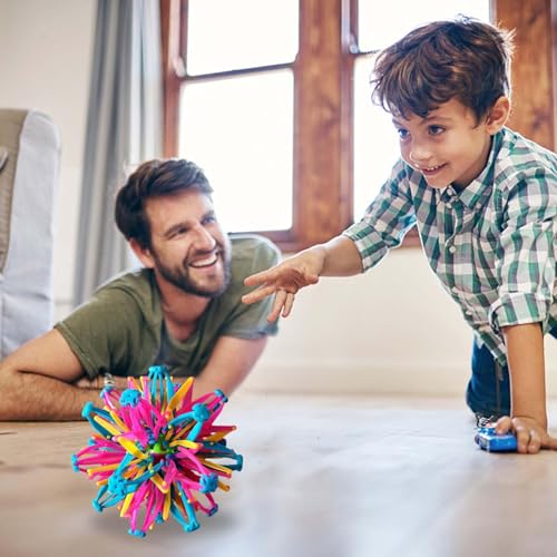28.45 Cm Erweiterbares Ball Spielzeug Mit Licht - Expandable Hand Fangen Atmen Blume Sensorik Hoberman Sphere Spielzeug in Blauer Farbe