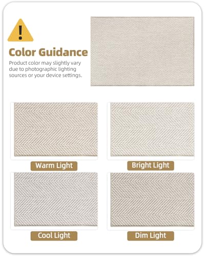 Color&Geometry Extremely White Beige Small Ultra Thin Indoor Door Mat 17