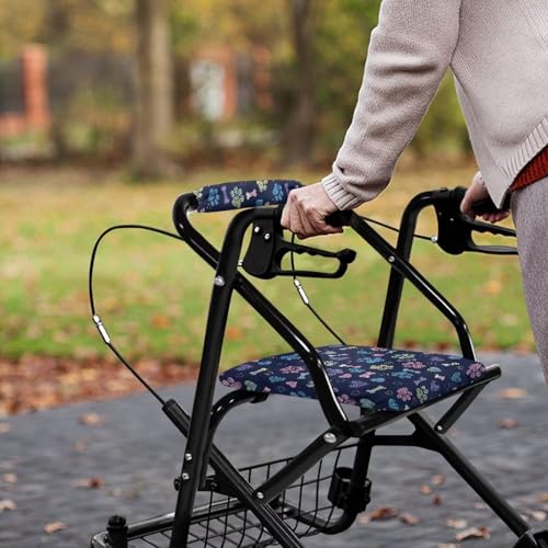 Image of Universal Walkers Seat Covers for Ladies Loving Dog Paws Rollator Accessories Soft Rollator Walker Seat and Backrest Covers for Seniors Women Men