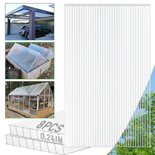 Sinimaka 8 Pack Polycarbonate Greenhouse Panels, 8' x...