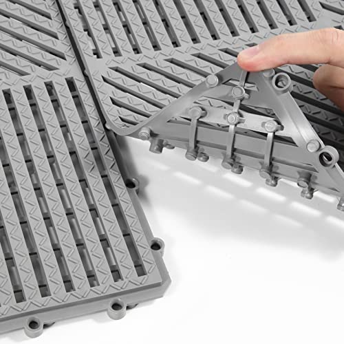 Smabee 12Pcs Pvc Interlocking Non-Slip Cushion Floor Tile Drain Mat 11.8" X 11.8" For Pool Kitchen Home Deck Boat Patio Balcony (Gray) #TOP3