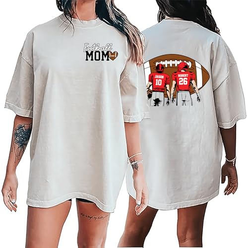 Personalized Football Mom Shirts Custom Name & Number Game Day Gifts for Women Mama Grandma 6