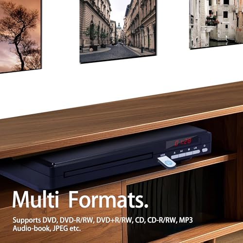 1080P Upscaling DVD Player for TV with HDMI & USB, All Region Code Compatible, Compact Portable CD Player with Remote Control and Cables Included (Not for Bluray) - Image 6