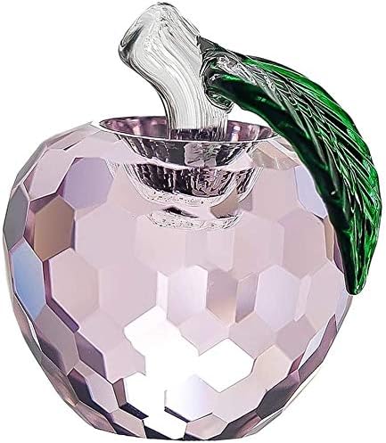 Miniatura 4 de Taotenish Crystal Manzana Pisapapeles Arte de Cristal Fruta con Hoja Figuras Coleccionables Regalos para el Hogar Decoración de Navidad Ornamento -