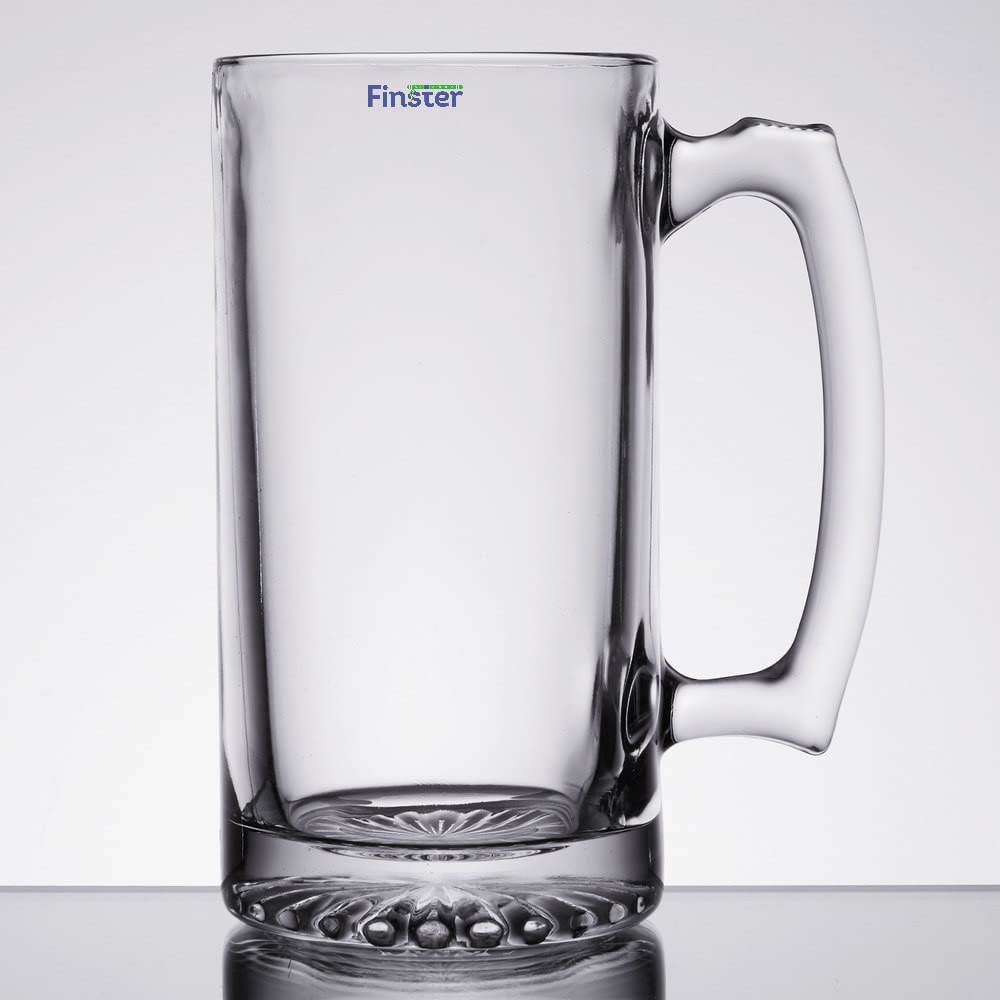 FINSTER Glass Classic Stylish Handle Beer Mugs Set of 12-400ml, Transparent (Premium for Party Style Imported Mug) - Image 2 thumbnail