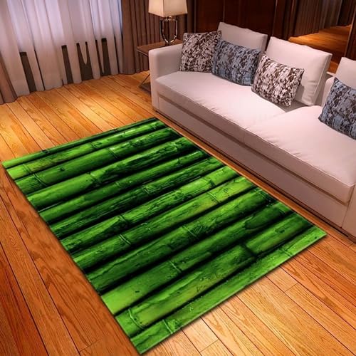 Teppich Wohnzimmer Teppich Kurzflor Modern Design rutschfest Teppich Für Schlafzimmer Bodenmatte Innen Und Außen Teppich Bambus Pflanzen 160 X 230 cm -70380254117688