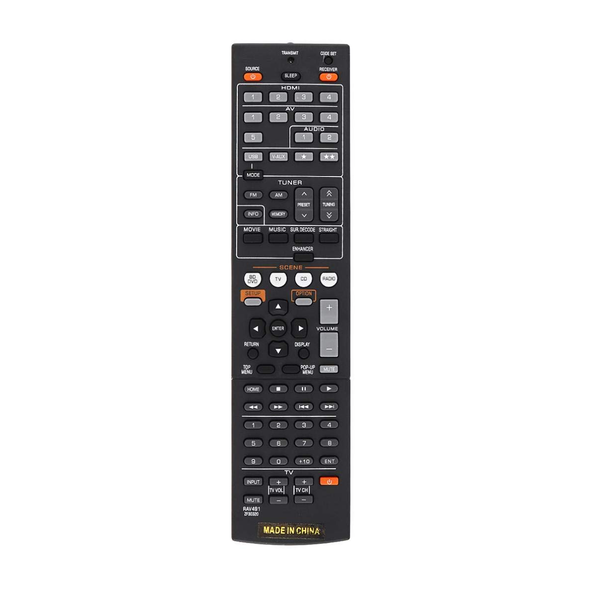 RAV491 - Telecomando di ricambio per TV a infrarossi, 433 MHz, per Yamaha ZF30320, RAV494, HTR-4066, RX-V475