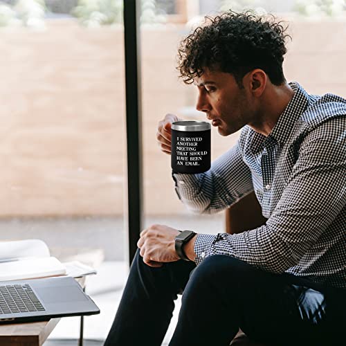 Gtmileo I Survived Another Meeting That Should Have Been An Email Insulted Coffee Mug, Christmas Birthday Office Gag Gifts For Coworkers Boss Dad Men Friends, 12Oz Stainless Steel Coffee Mug, Black #TOP4