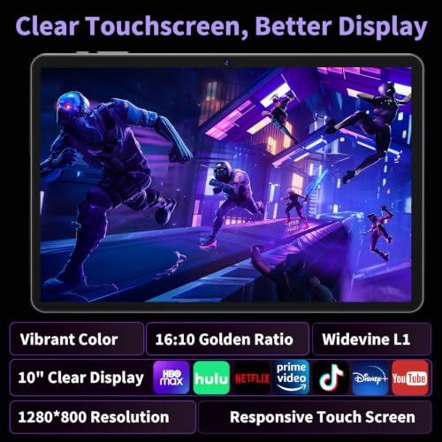 Image of 2026 Android 16 Tablet with Keyboard - 10 Inch Tablet with Gemini AI(Black) | 26GB+256GB+2TB Expand, AI Electronic Tablet PC with 8-Core, WiFi, 8000mAh, GMS, GPS, 2 in 1 Tablet with Mouse, Case, Stylus