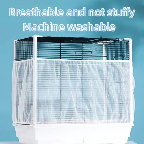 Image of Bird Cage Seed Catcher, Suitable for Ranging from 39 to 71 Inches, Stretchy Form Fitting Mesh Skirt Cover for Parrot Enclosures, Parakeet Cage, Bird Cage Accessories, Small Bird Cage