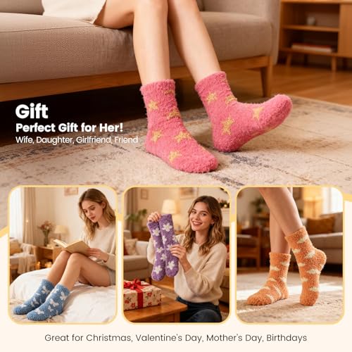 Image of Womens Fluffy Fuzzy Socks,Winter Cozy Soft Warm Socks Gifts for Womens | Soft Comfortable Warm Womens Fluffy Fuzzy Socks
