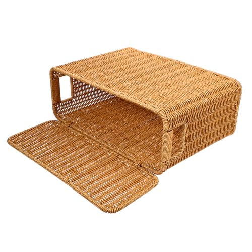 NUOLUX 編みかご 収納バスケット 蓋付き 小型 製 整理用バスケット 雑誌 おもちゃ 収納 ハンドル付き 滑らかなエッジ 軽量 多目的 家用