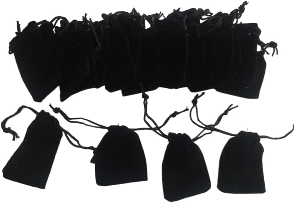 Honkenda 20 Pack Velvet Pouches with Drawstring Bags 7 x 9cm, Mini Small Cloth Jewelry Gift Packaging Bag for Wedding Candy, Party Holiday, Gifts Bag (Black)