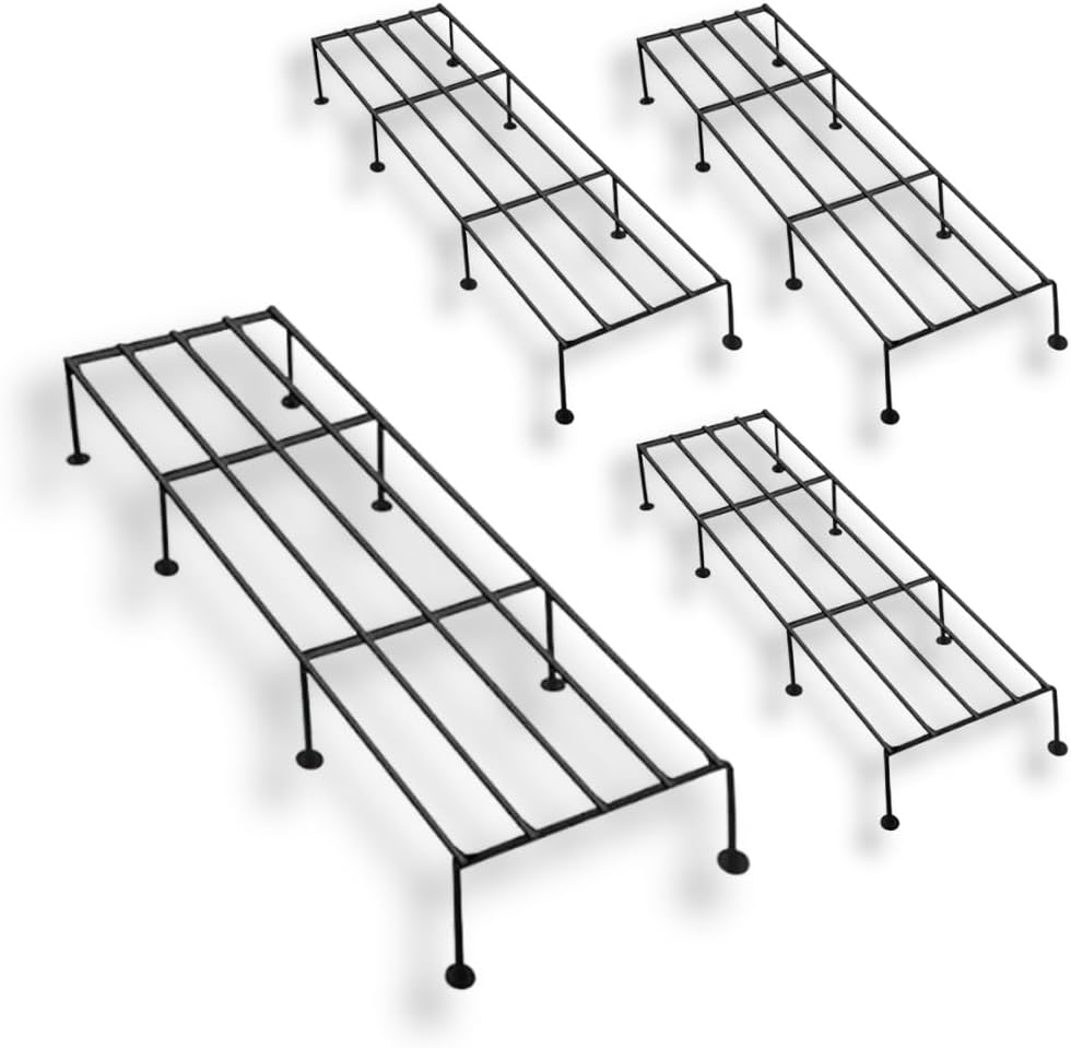 Anti Rust Metal Plant Stand for Balcony (Set of 4 Black) | Planter Stand for Living Room - 24 inches | Pot Stand for Outdoor & Indoor Plants