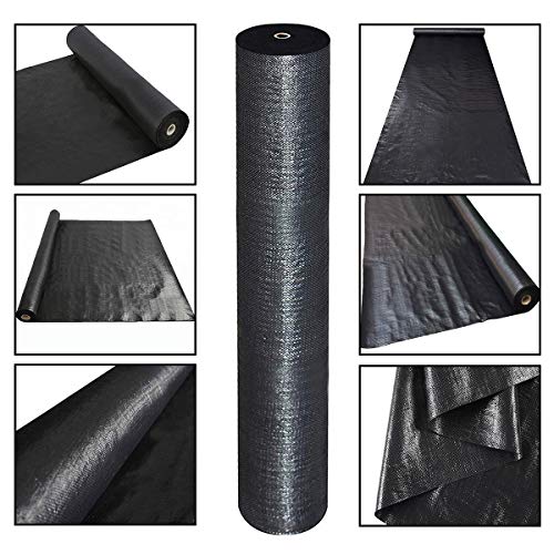 kdgarden Premium 5oz Pro Weed Barrier Landscape Fabric Ground Cover Heavy Duty Commercial Anti-Weed Gardening Mat, 5ft x 300ft, Black