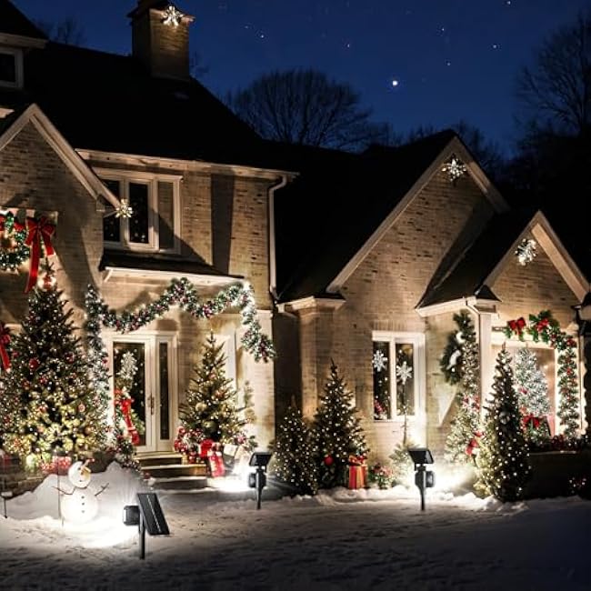 JSOT Solar Spot Lights - 4 Pack Solar Lights Outdoor Waterproof Outdoor Spotlights Landscape Lighting Halloween Light for Garden Yard Tree (Cool Light)