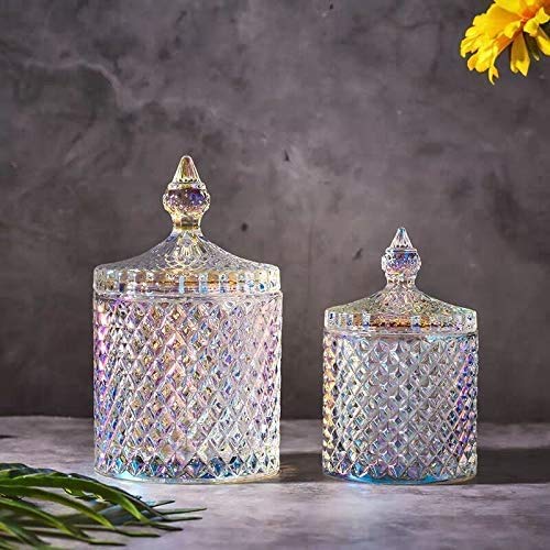 RockTrend Home Decorative Sparkling Candy Jar Candy Dish Candy Buffet Storage Container Clear Crystal Diamond Faceted Jar with Crystal Lid-Large-16 OZ (Sparkling, 16 OZ)-Set of 2 - Thumbnail 3
