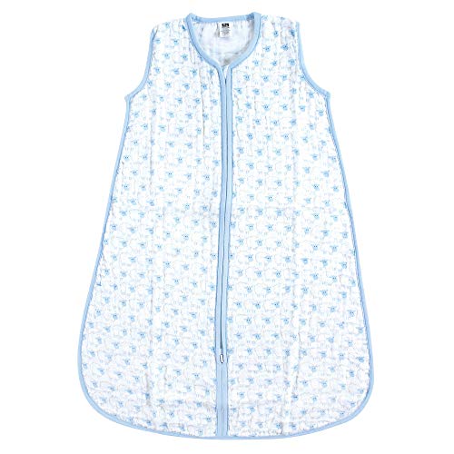Image of Hudson Baby Unisex Baby Muslin Cotton Sleeveless Wearable Sleeping Bag, Sack, Blanket, Blue Sheep, 0-6 Months