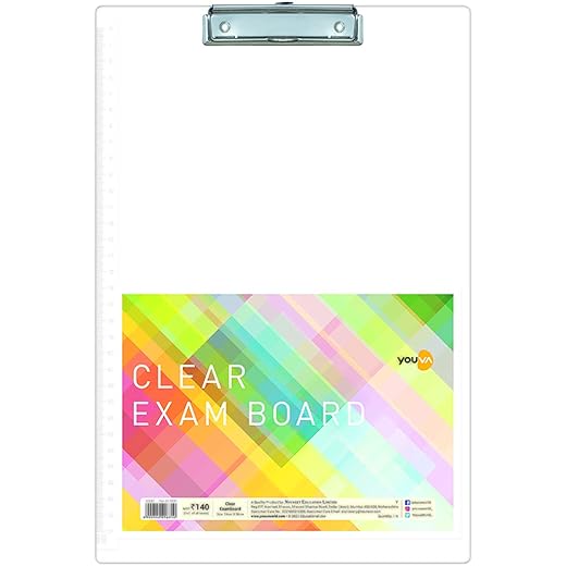 Navneet Youva | Clear Exam Board for students | Transparent Exam Board | Foolscap Size - 24 cm x 36 cm | Pack of 1