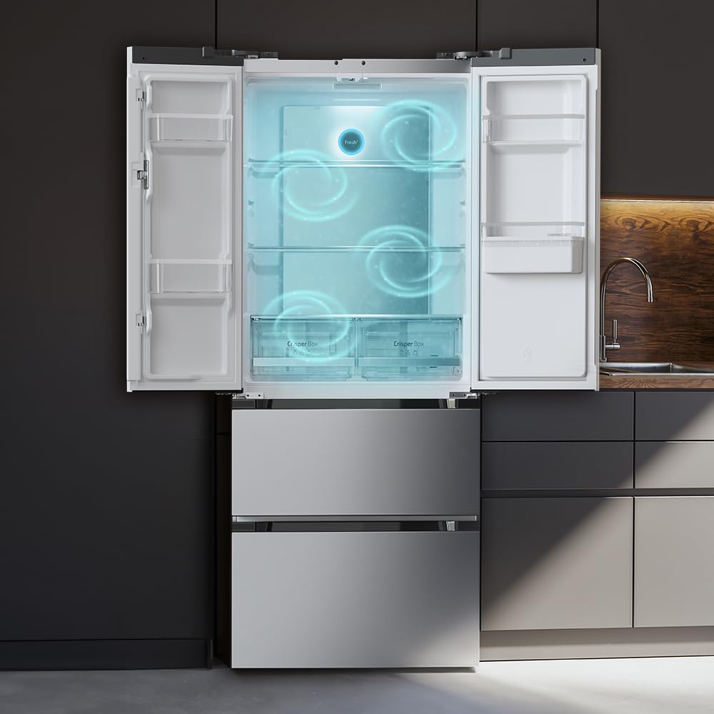 Cecotec Réfrigérateur Congélateur 4 Portes Française Bolero CoolMarket FD 436 WD Inox 436L Total No Frost