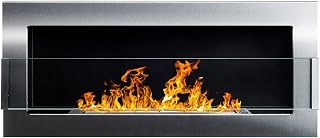Bio Ethanol Fire BioFire Fireplace Modern 900 x 400 Stainless steel with glass Wall - Mounted Alcohol Fireplace