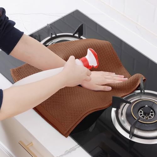 Image of Homaxy 100% Cotton Waffle Weave Kitchen Dish Towels 6-Pack, Caramel | 13 x 28 Inches, Ultra Soft Absorbent Dish Towels, Quick Drying Cleaning Towels