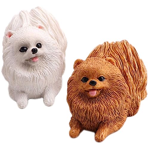 Estatua Decorativa de Perro Pomerania de Plástico miniatura 1