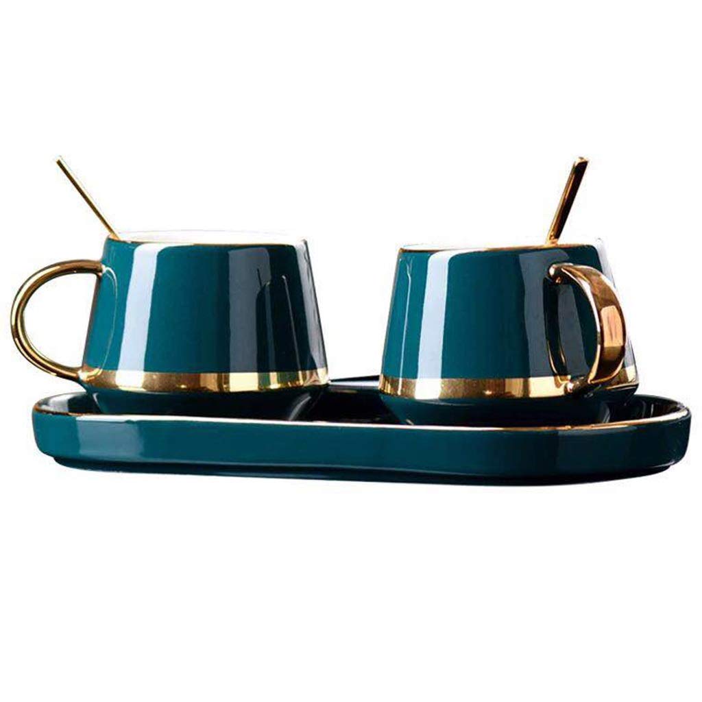 Kaffeetassen KaffeeTasse, Büro Keramik Kaffeetasse, Frühstück Haferflocken Snack Dish Set, Home Nachmittagstee-Set, Hotel Black Tea Mug (Color : Blue B)