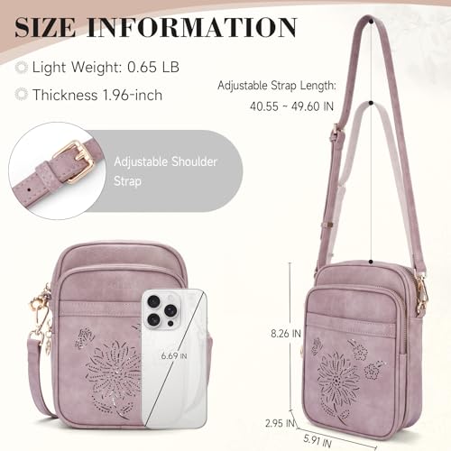 Image of Small Crossbody Bags for Women, RFID Phone Purse with Card Slots, Triple Compartments Lightweight Shoulder Bag