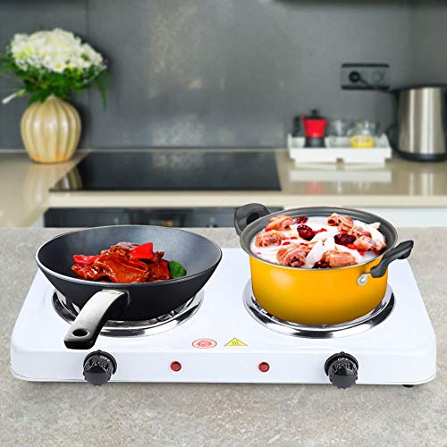 Image of Electric Double Burners, Automatic Temperature Control Durable and Antirust Double Burners Hot Plate, Lightweight Design for Home School Kitchen Restraunt