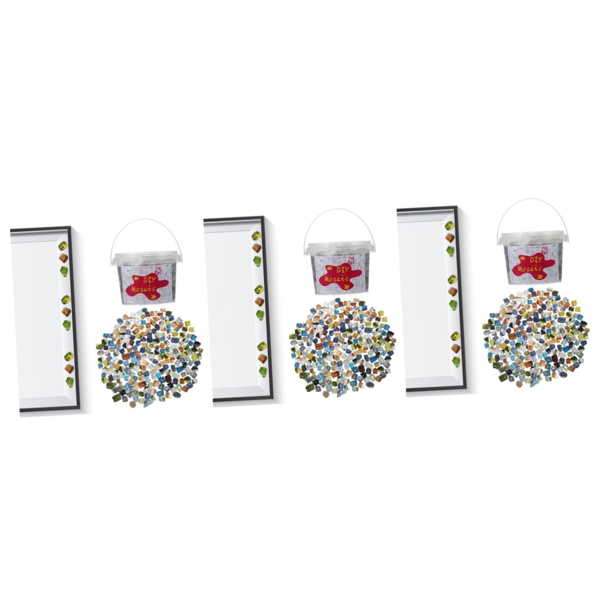 HOMSFOU 3 Pezzi 1 Decorazione Musiva Piastrelle Di Mosaico Fai -da -te Materiale Per Forniture Artigianali Tessere Di Mosaico Bagno Bianco Mosaici Kit Di Cristallo