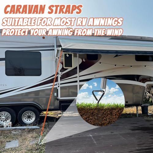 PASLFC Sturmband Markise Wohnmobil, Markisen Sturmsicherung, Sturmband für Vorzelt, Sturmbänder Markise, Wohnwagen hold down Side Kit die für die Meisten Wohnmobil & Wohnwagen (orange Farbe)