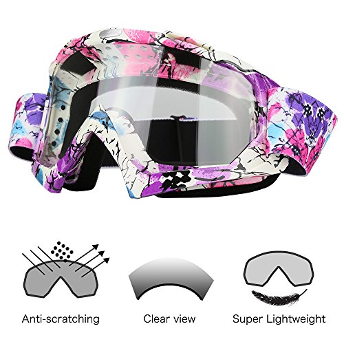 image for JAMIEWIN Clear Lens Dirt Bike Motorcycle Goggles ATV Racing Motocross 