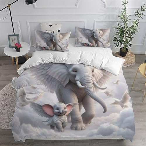 Housse de couette double microfibres 200x200cm imprimé animaux 3D