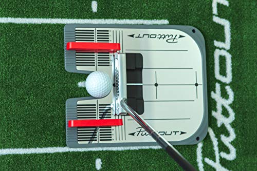 PuttOut And Alignment Gate, Golf Putting Mirror Trainer e cancelletto da allineamento Unisex Adulto, Rosso/Grigio