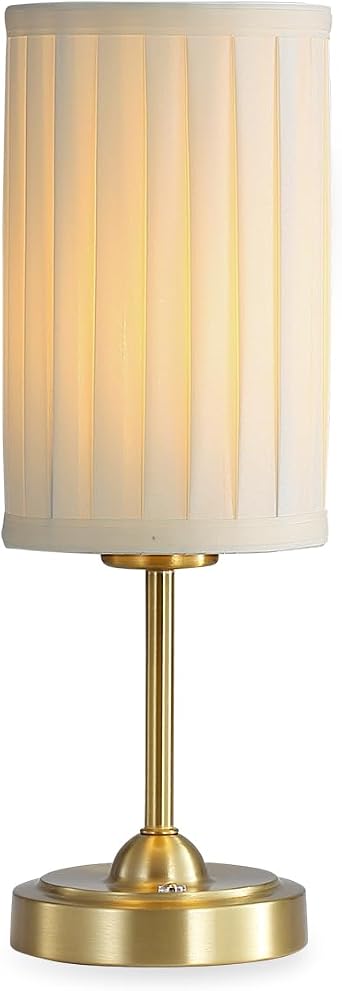 Portables Cordless Table Lamp, LED Fabric Shade Desk Lamp,Rechargeable Battery Operated,Lighting for Bedroom, Bedside,Bar,Living Room, Dining Room, Night Light Brass